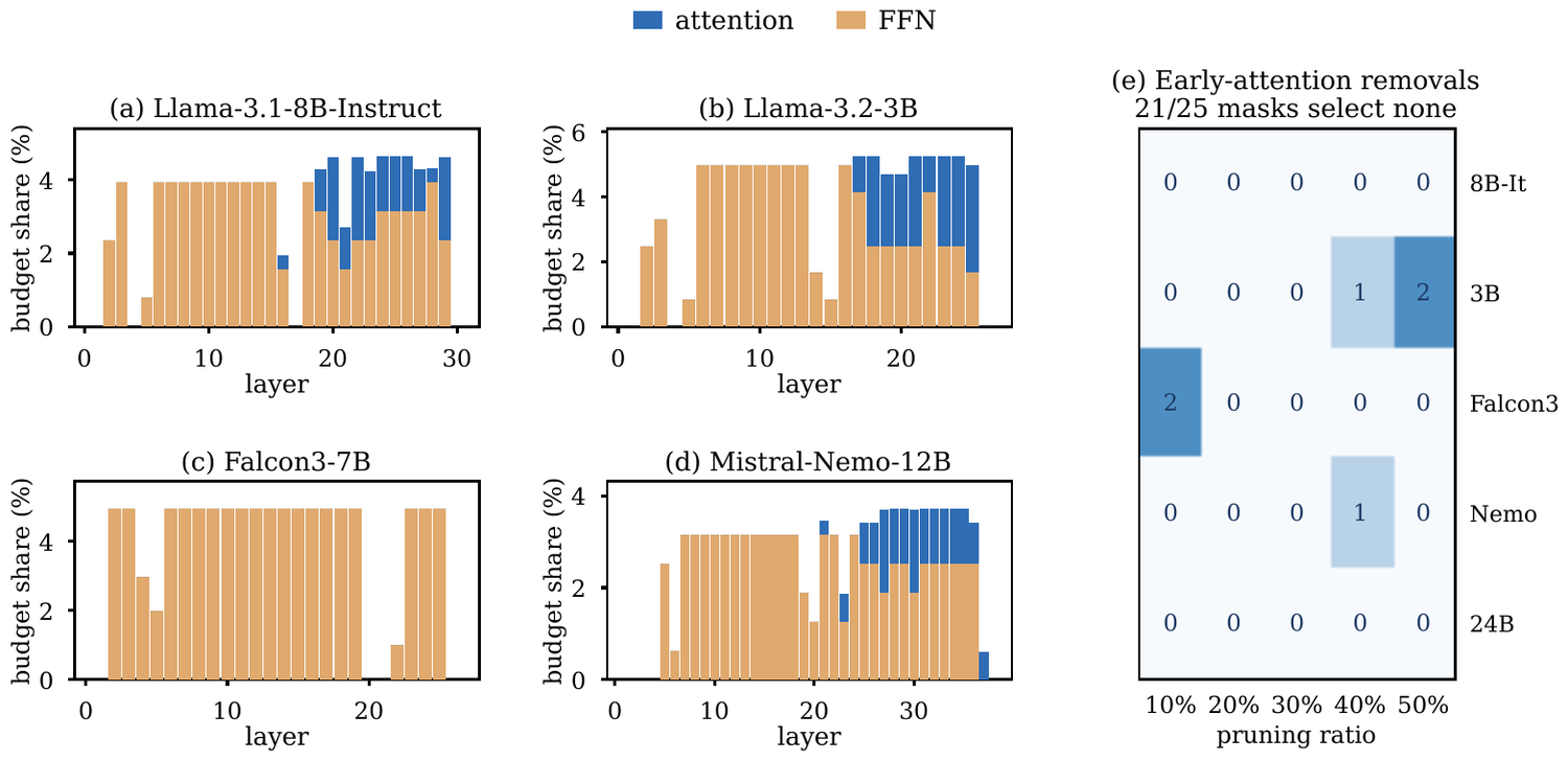 Per-layer attention vs FFN budget allocation